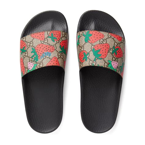 gucci strawberry heels|Gucci slides with strawberry.